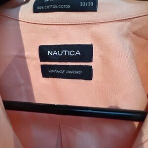 Nautica Apricot peach color 16 men’s dress shirt 32 / 33 suit office long sleeve